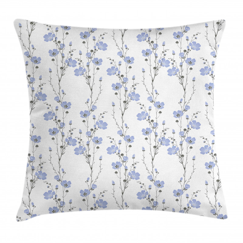 Blossoming Flax Flowers Pillow Cover