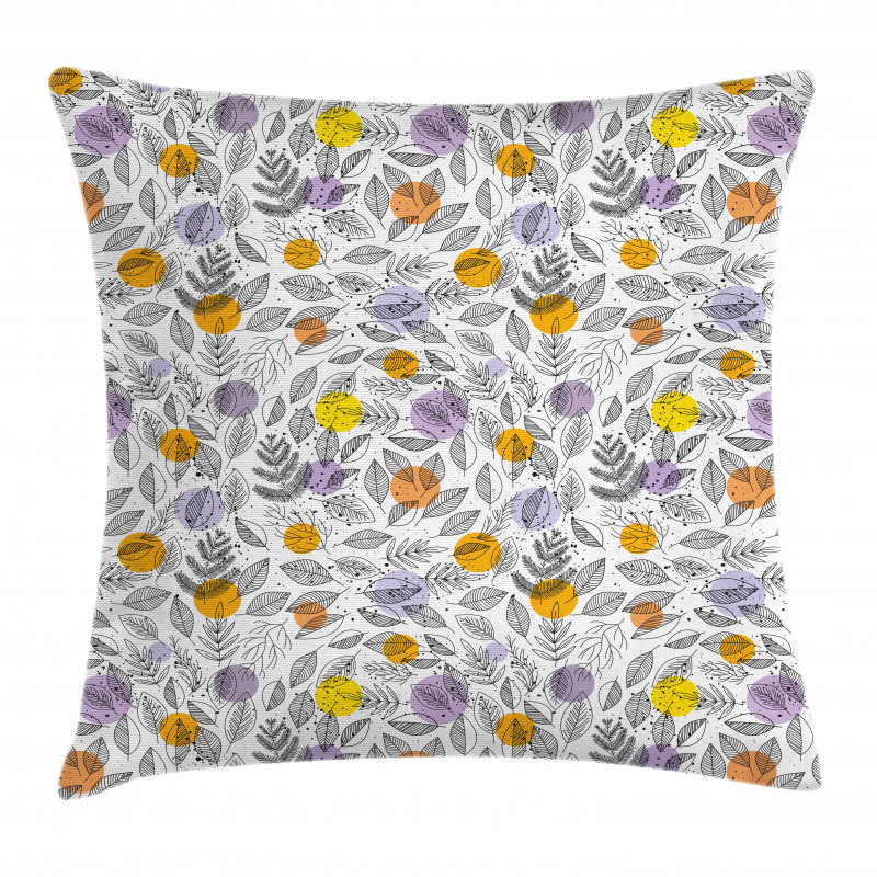 Round Blots and Leaves Pillow Cover