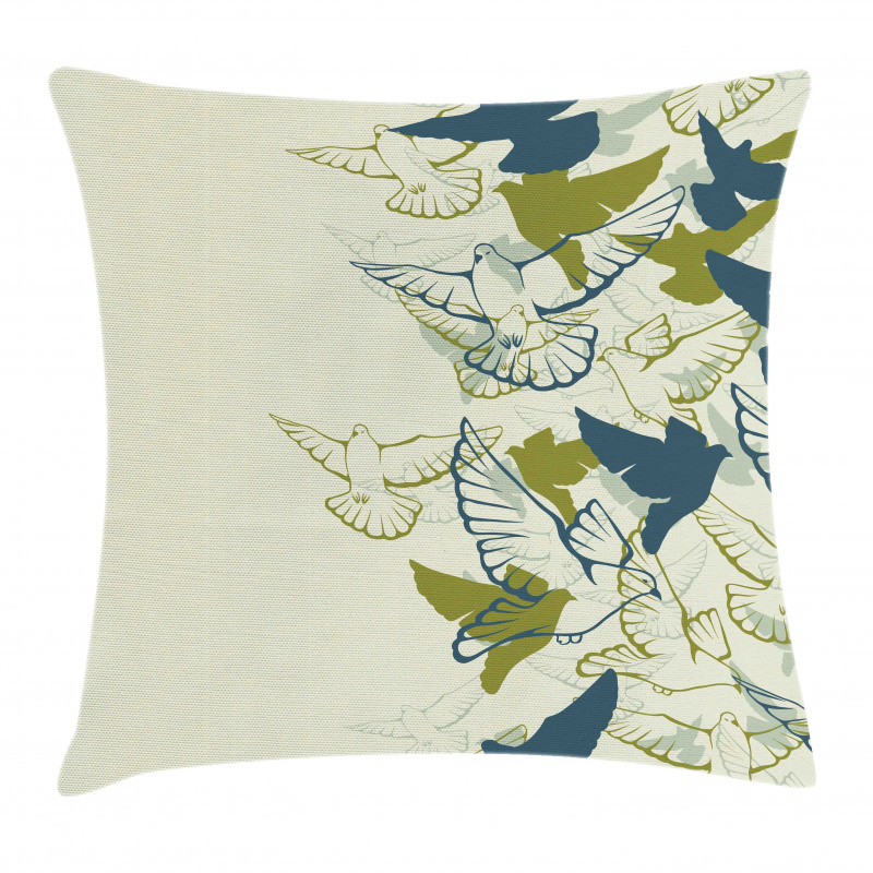 Flock of Flying Pigeons Pillow Cover
