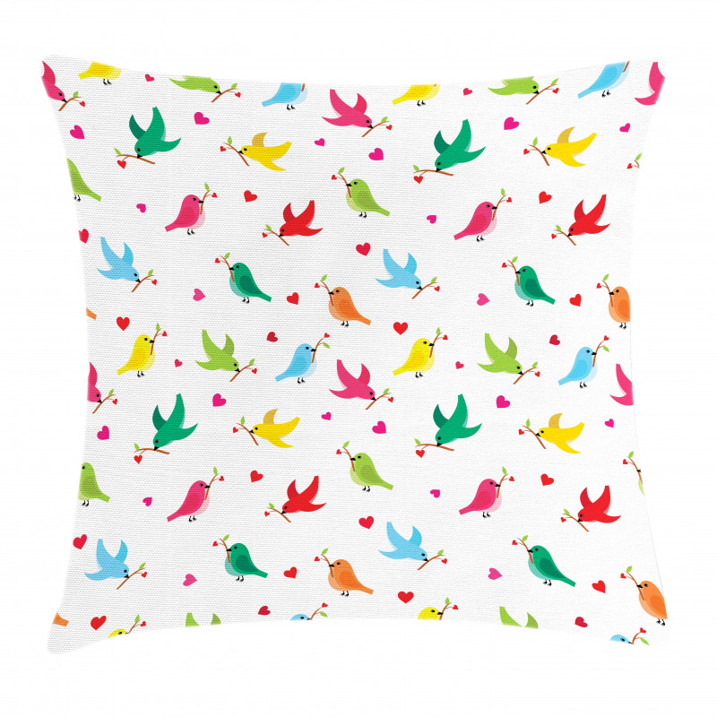 Heart Branches Colorful Pillow Cover