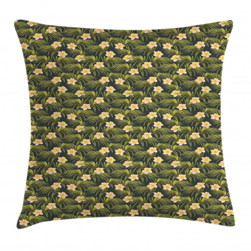 Palm Leaves Summer Flowers Pillow Cover