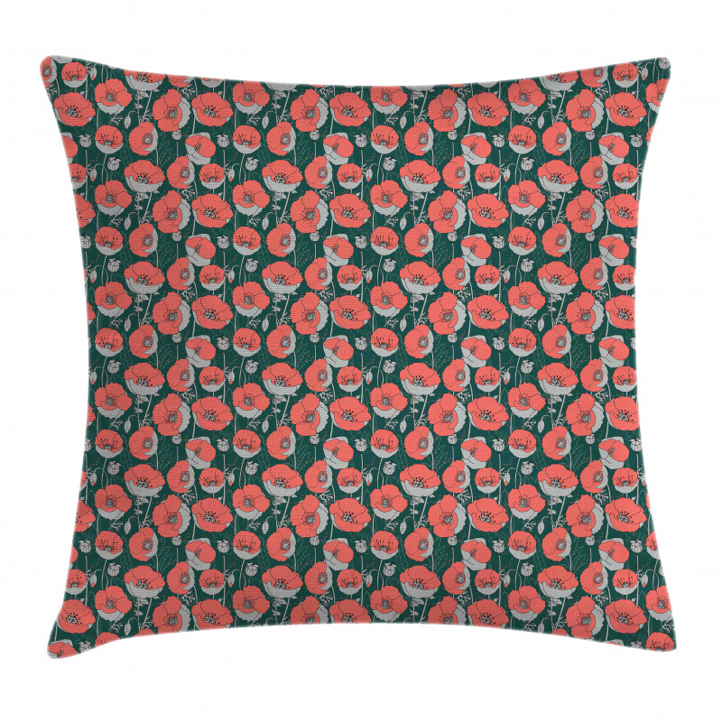 Forest Poppies Pattern Pillow Cover