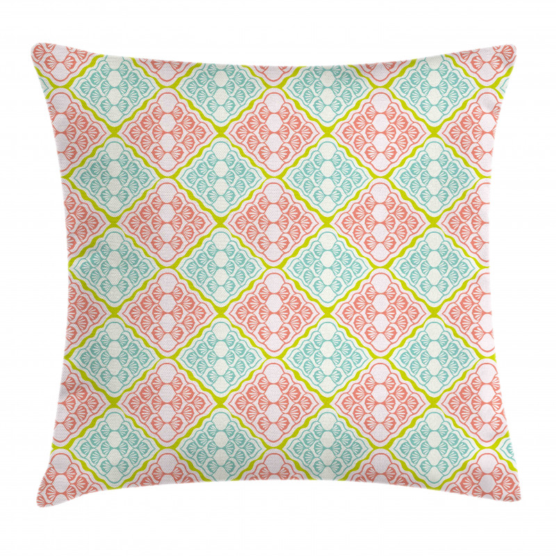 Wavy Mosaic Rhombuses Grid Pillow Cover