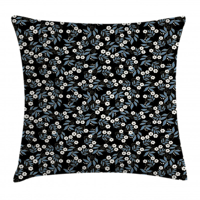 Curly Leafy Branches Flora Pillow Cover