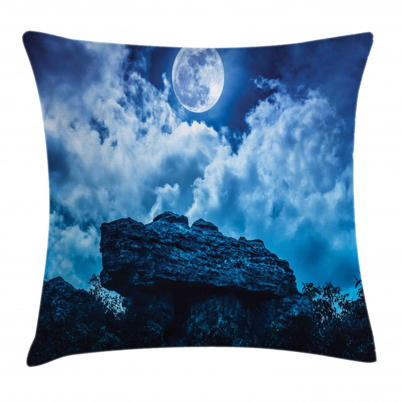 Cliff Under Cloudy Night Pillow Cover