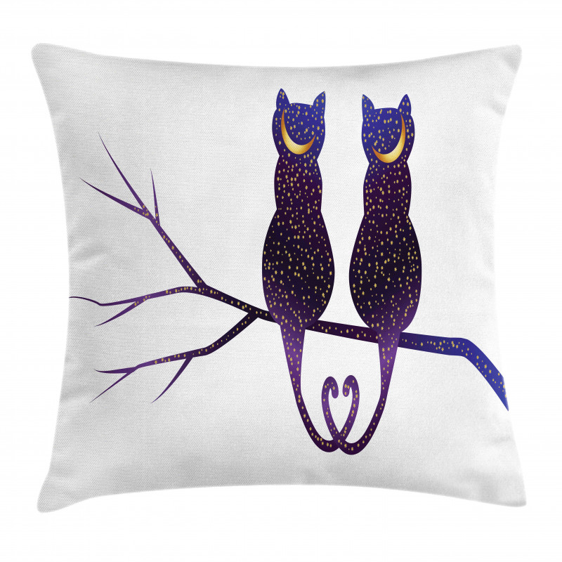 Cats Depicted as Night Pillow Cover