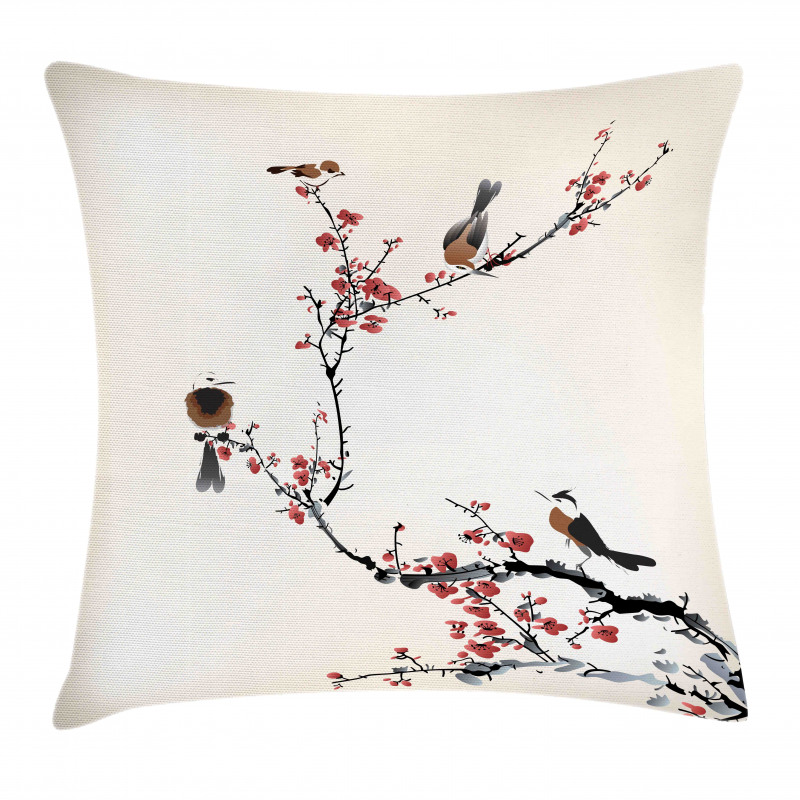 Oriental Illustration Pillow Cover