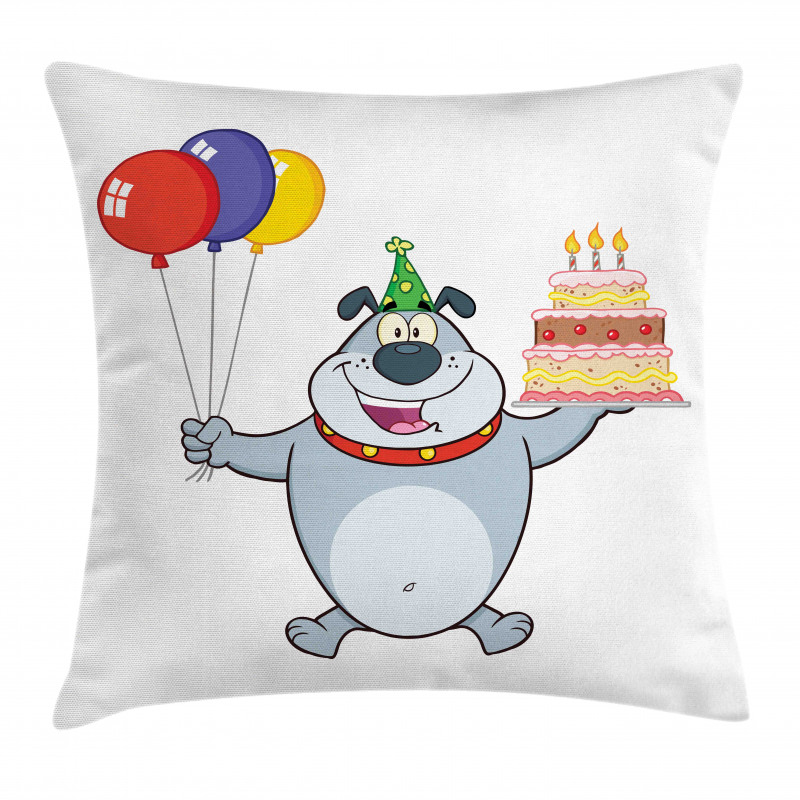 Bulldog Balloons and Cake Pillow Cover