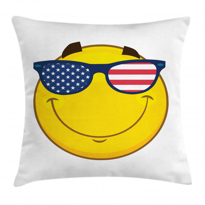 USA-Themed Emoji Sun Face Pillow Cover