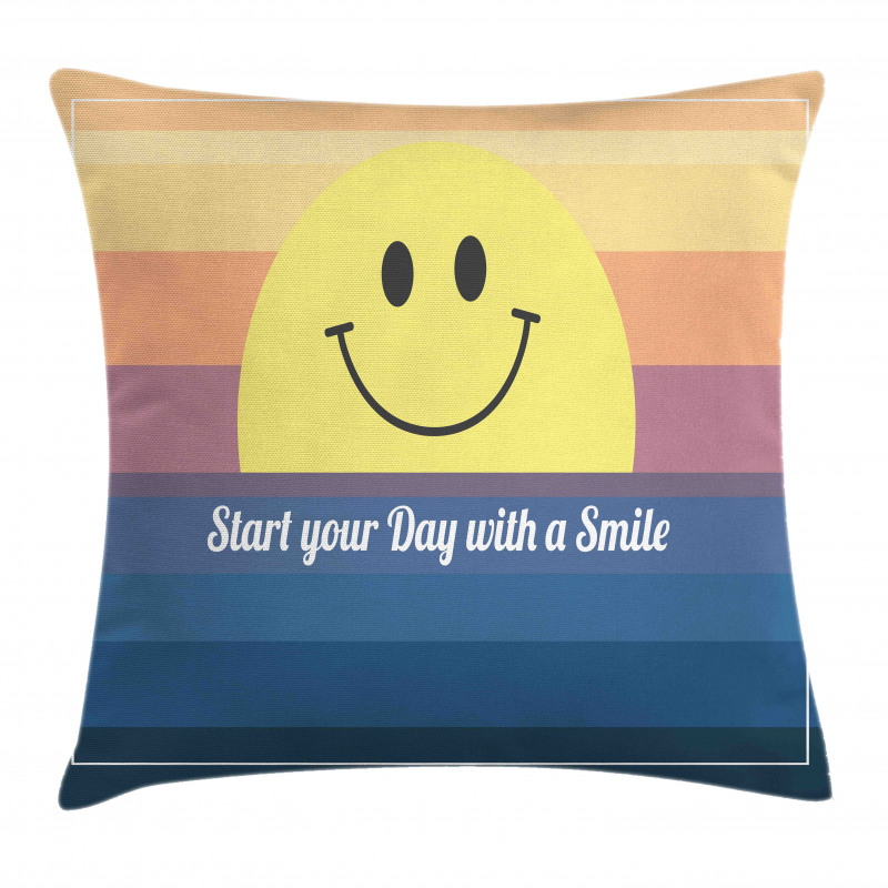 Smirking Sun and Lettering Pillow Cover