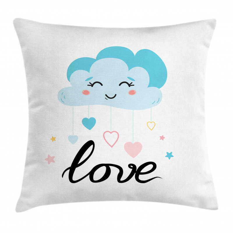 Love Cursive Text and Clouds Pillow Cover