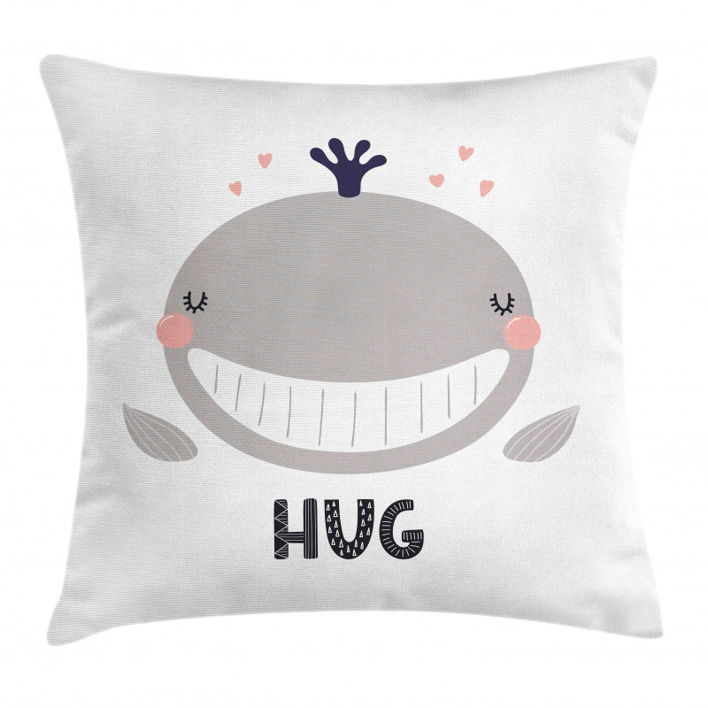 Cheerful Whale Hug Lettering Pillow Cover