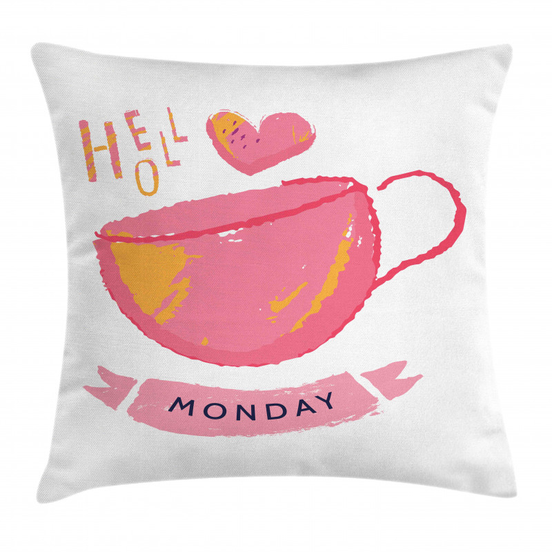 Hello Monday Text and a Mug Pillow Cover