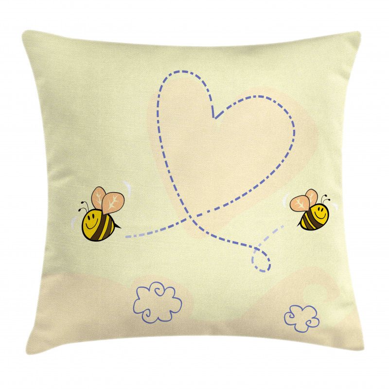 Buzzing Flies Heart Shape Pillow Cover