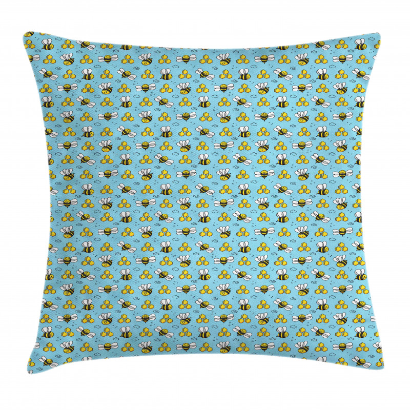 Cartoon Style Happy Bees Pillow Cover