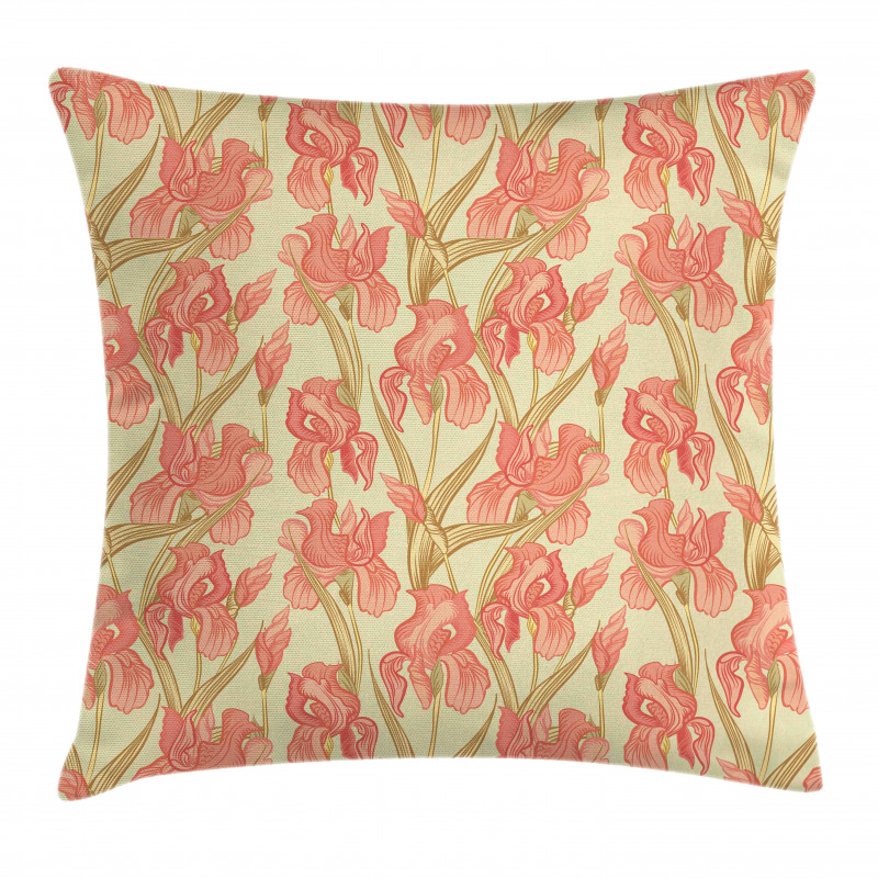 Old Times Design Flowers Pillow Cover