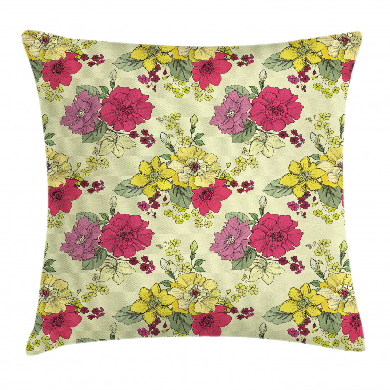 Naive Nature  Flowers Art Pillow Cover