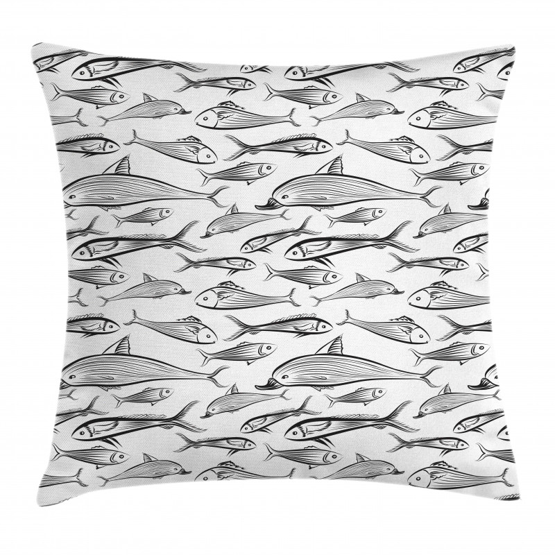Sketch of Underwater Lives Pillow Cover