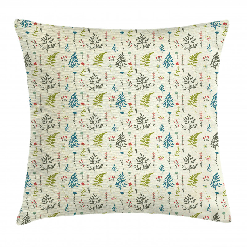 Rhythmic Fern Leaves Herbs Pillow Cover