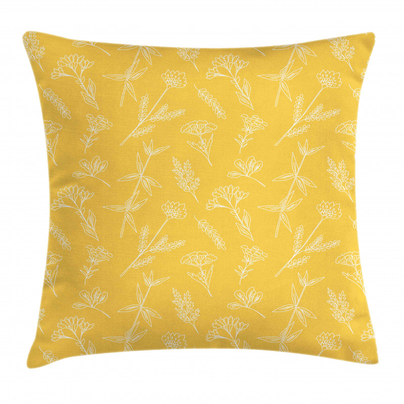 Wildflowers Outline Drawings Pillow Cover