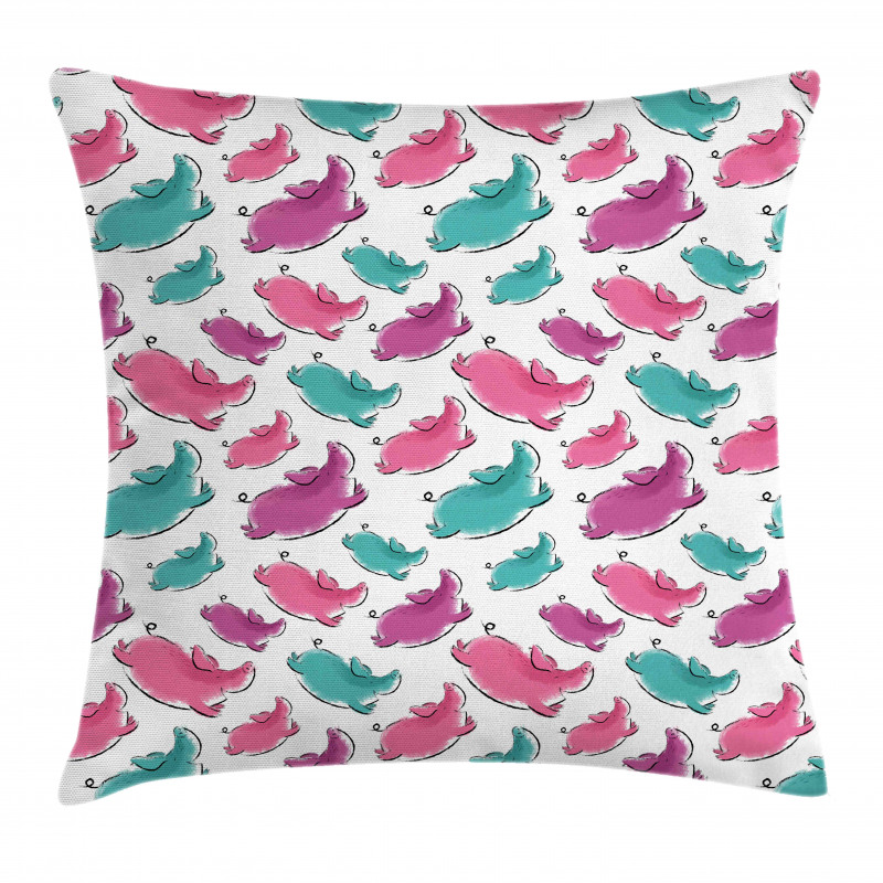 Hand Drawn Watercolor Effect Pillow Cover