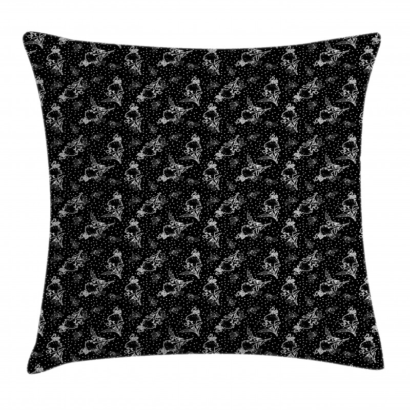 Modern Bouquets on Tiny Dots Pillow Cover