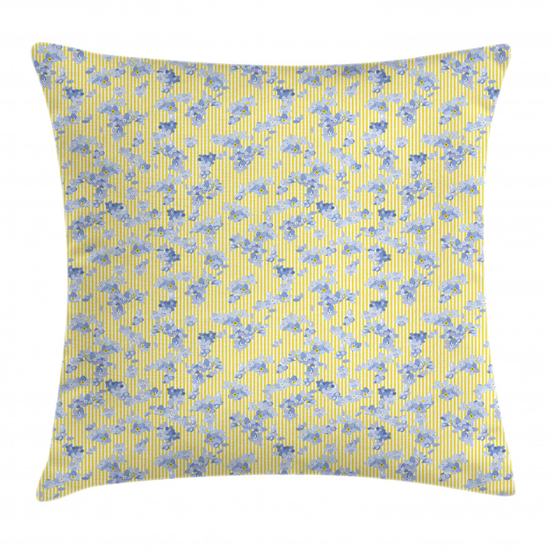 Forget Me Not Flowers Lines Pillow Cover