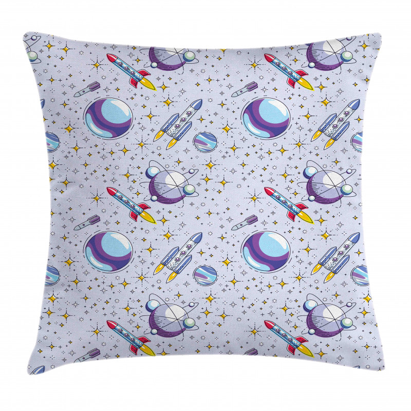 Rockets and Planets Art Pillow Cover