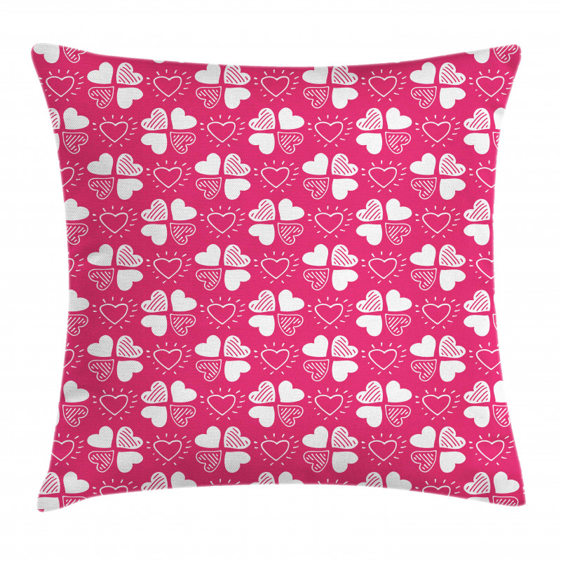 Hearts as Clover Leaves Pillow Cover