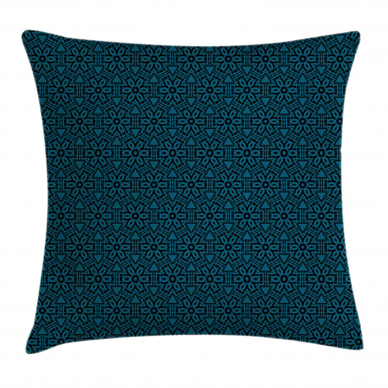 Dark Tones Flowers Lattice Pillow Cover