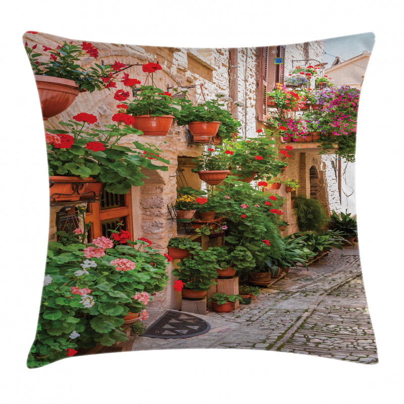 Small Medieval Town Pillow Cover