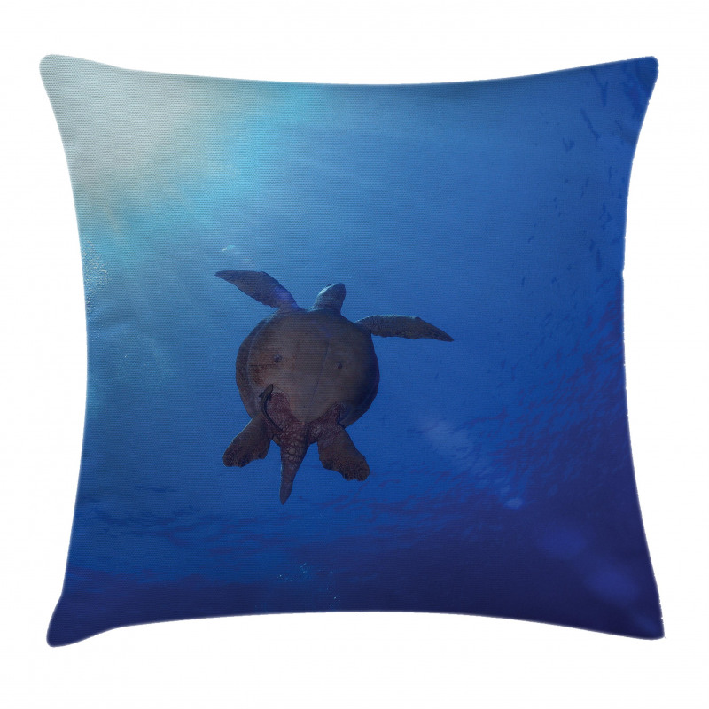 Sea Turtle in Deep Sea Pillow Cover