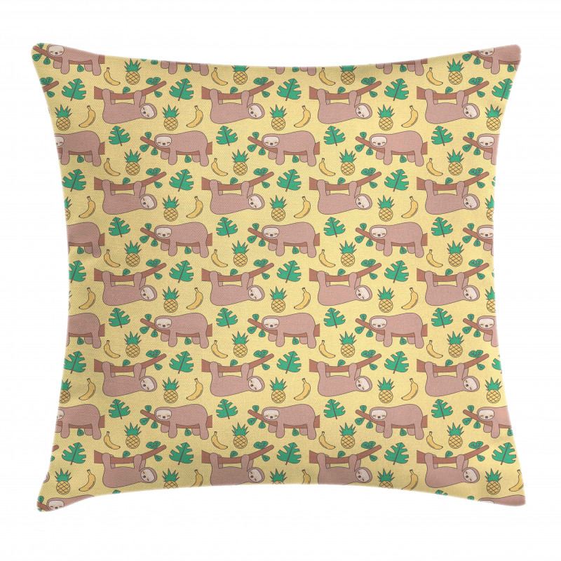 Lazy Animal Tree Banana Pillow Cover