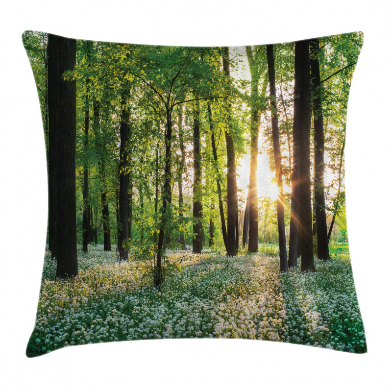 Sunny Forest Blossoms Pillow Cover