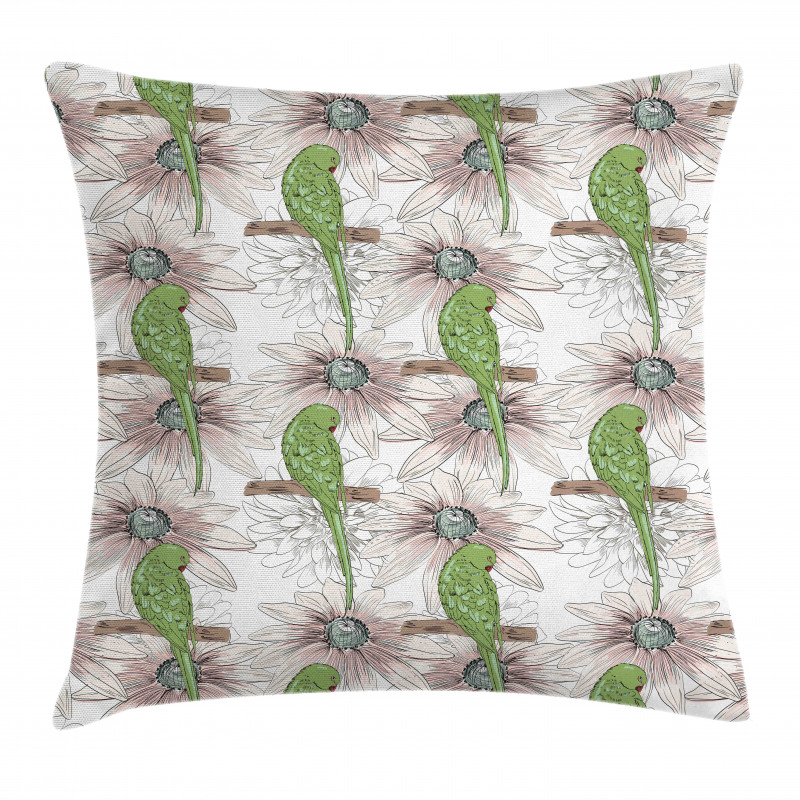 Vintage Birds and Flower Art Pillow Cover