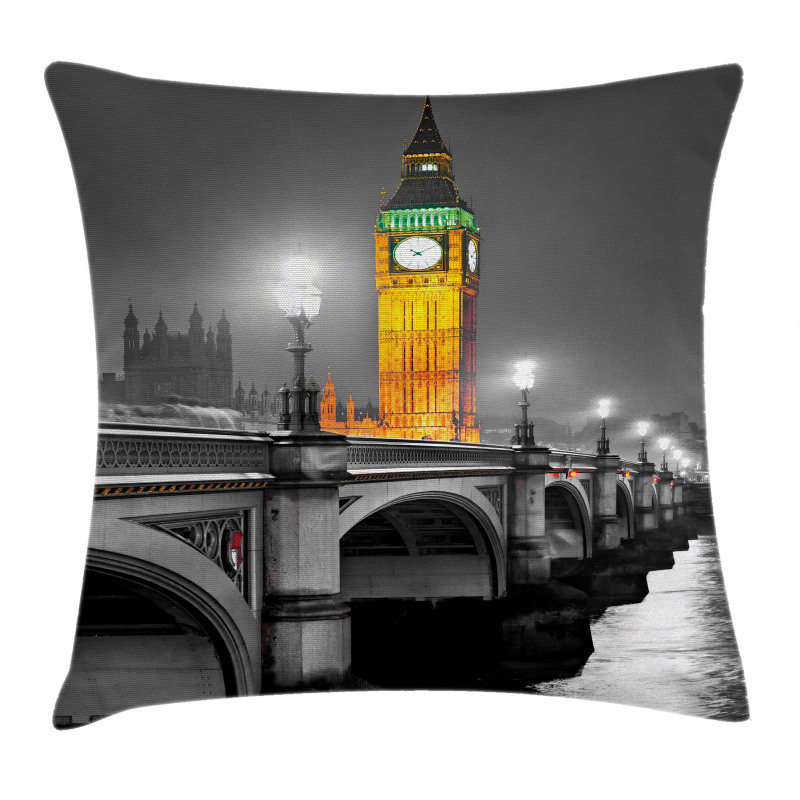 Big Ben Bridge Night Pillow Cover