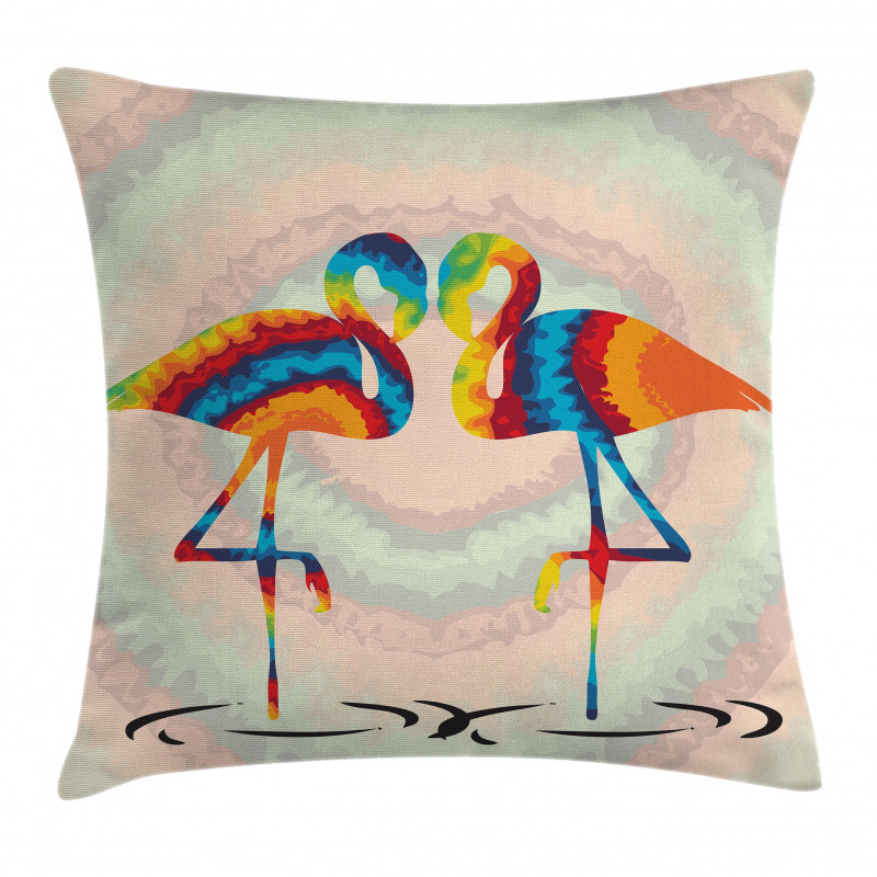 Valentines Funky Birds Pillow Cover