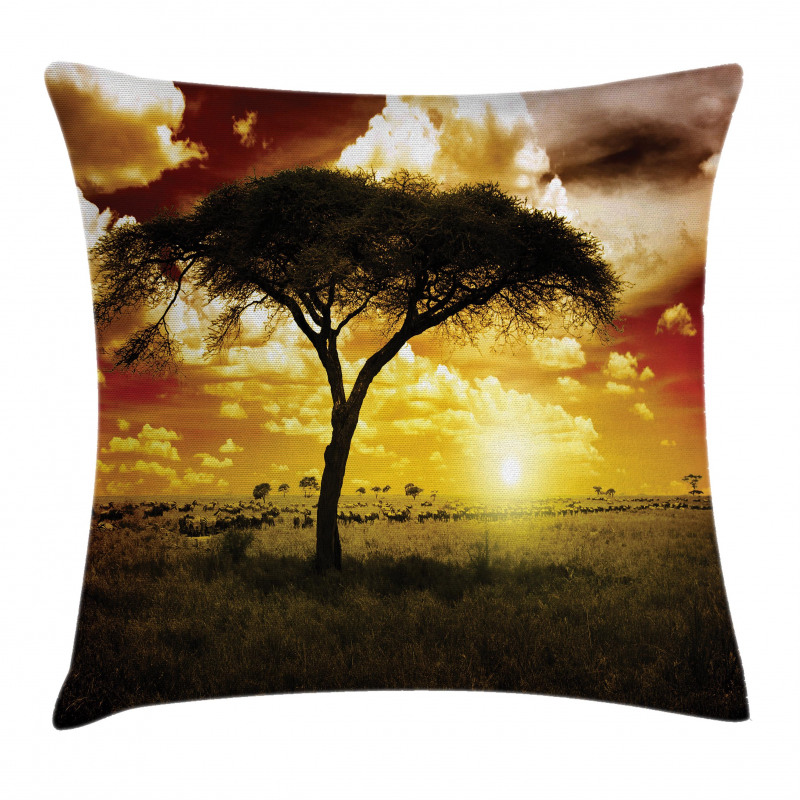 Sunset in Safari Animal Pillow Cover