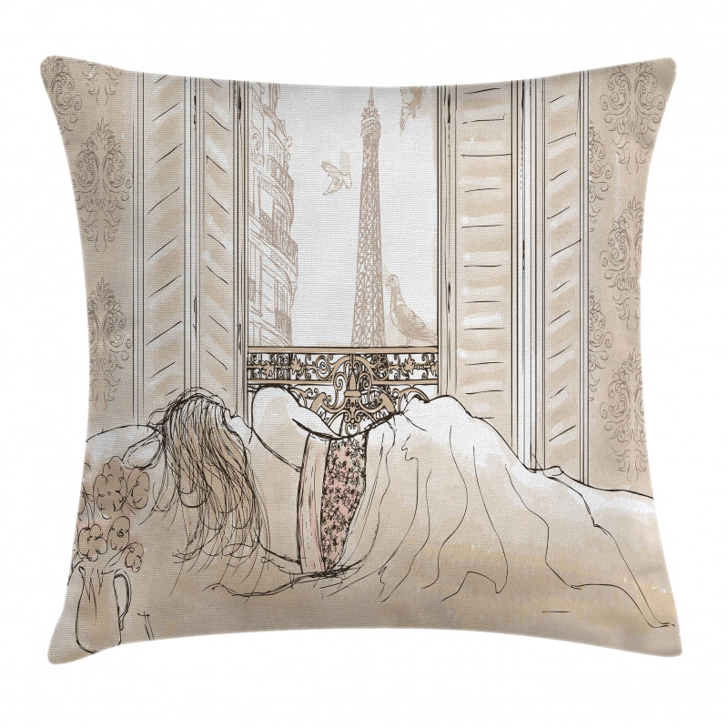 View of Eiffiel Tower Pillow Cover