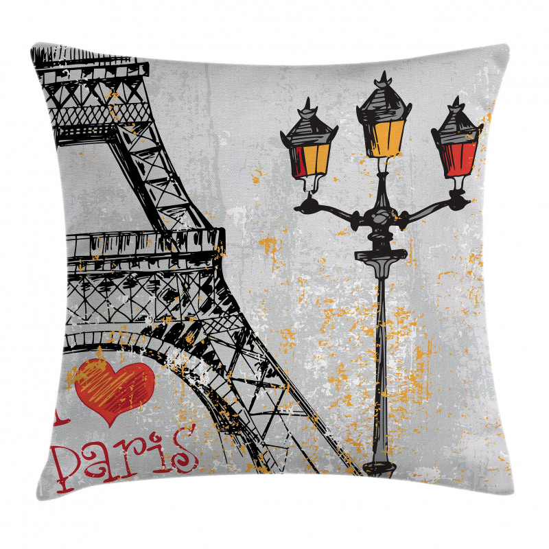 Grunge Eiffel Europe Pillow Cover