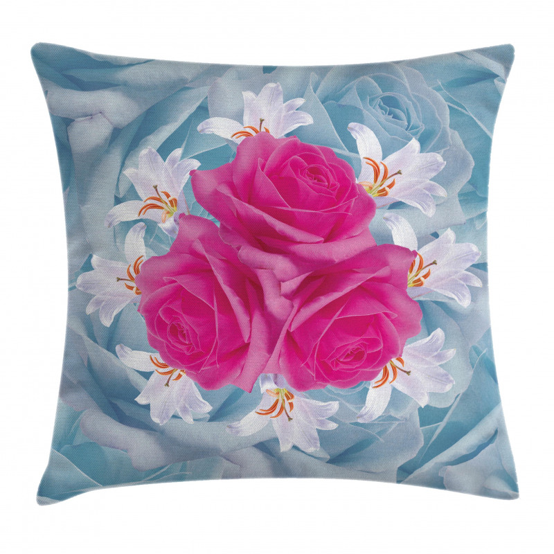 Graphic Roses and Lilies Pillow Cover