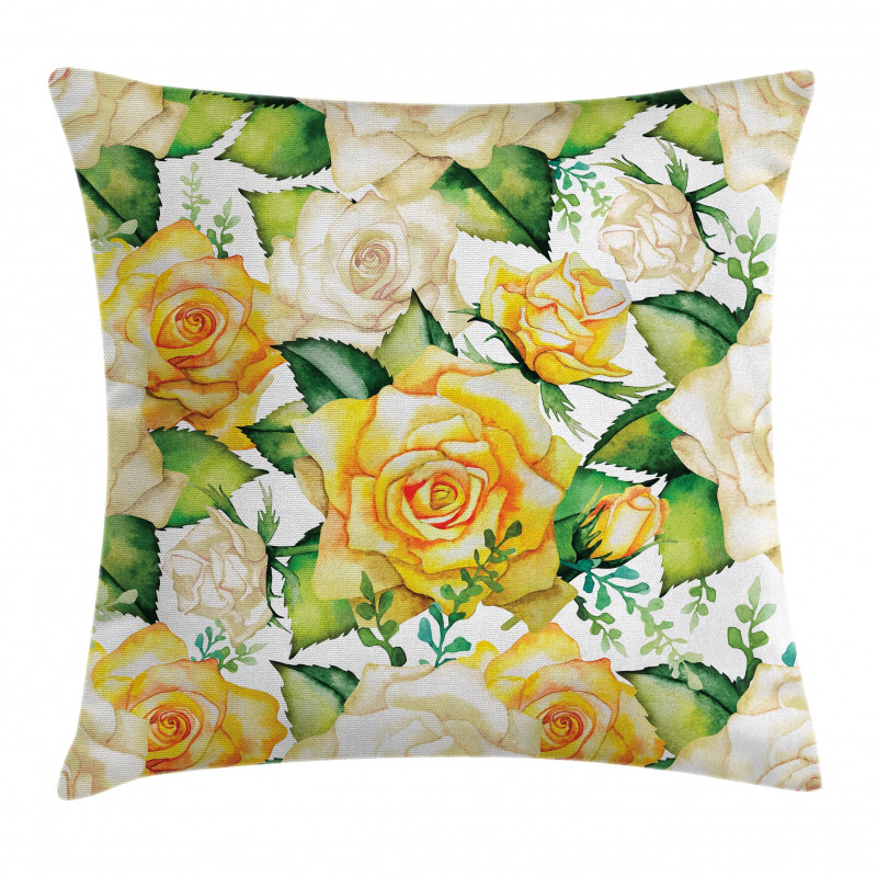 Watercolor Wedding Flowers Pillow Cover