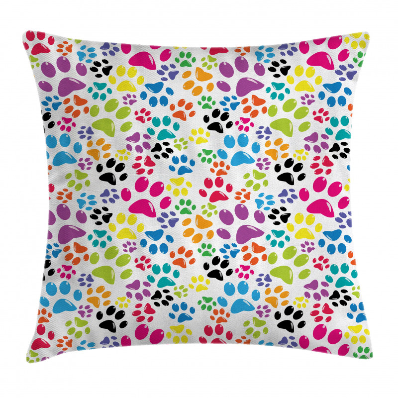 Cartoon Dog Paw Traces Pillow Cover