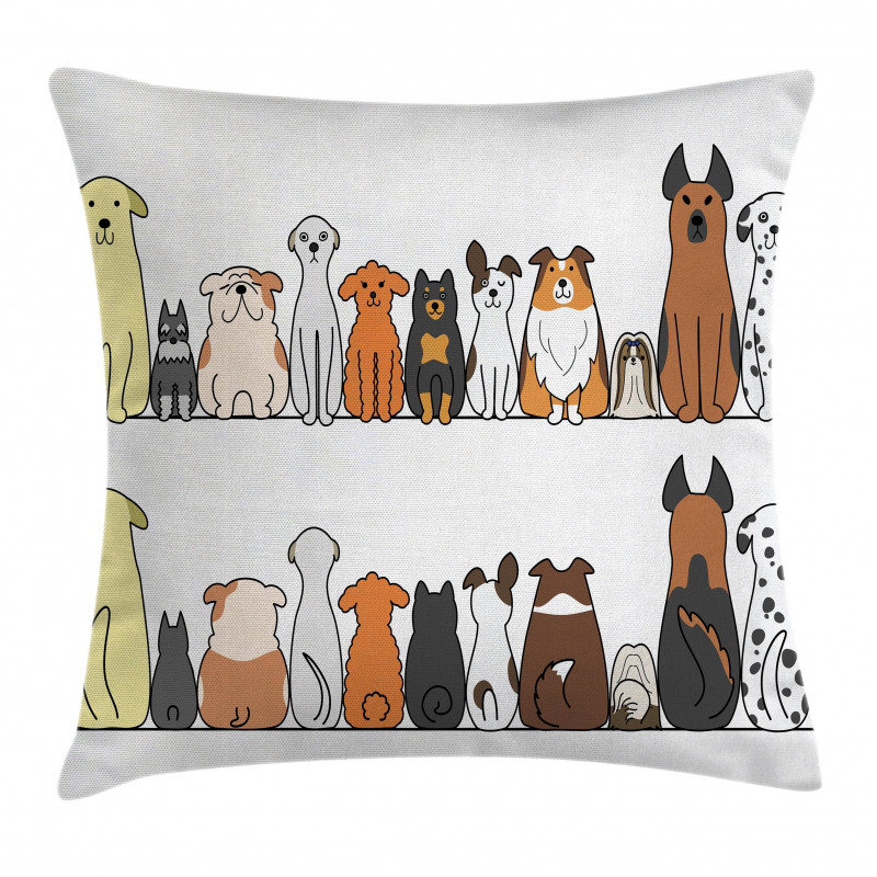 Dog Family in a Row Pillow Cover