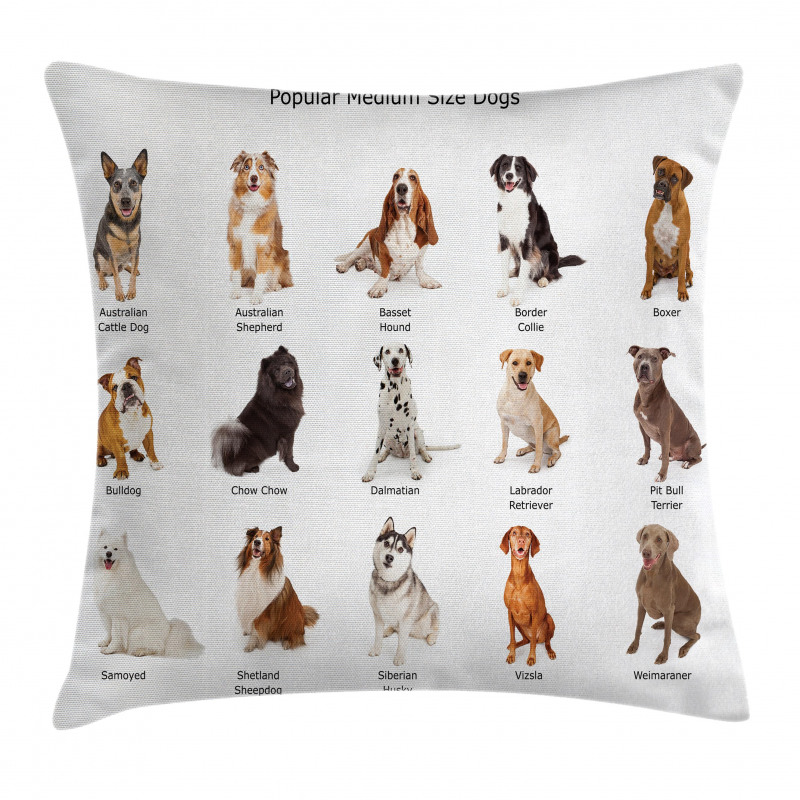 Puppy Breeds Family Pillow Cover