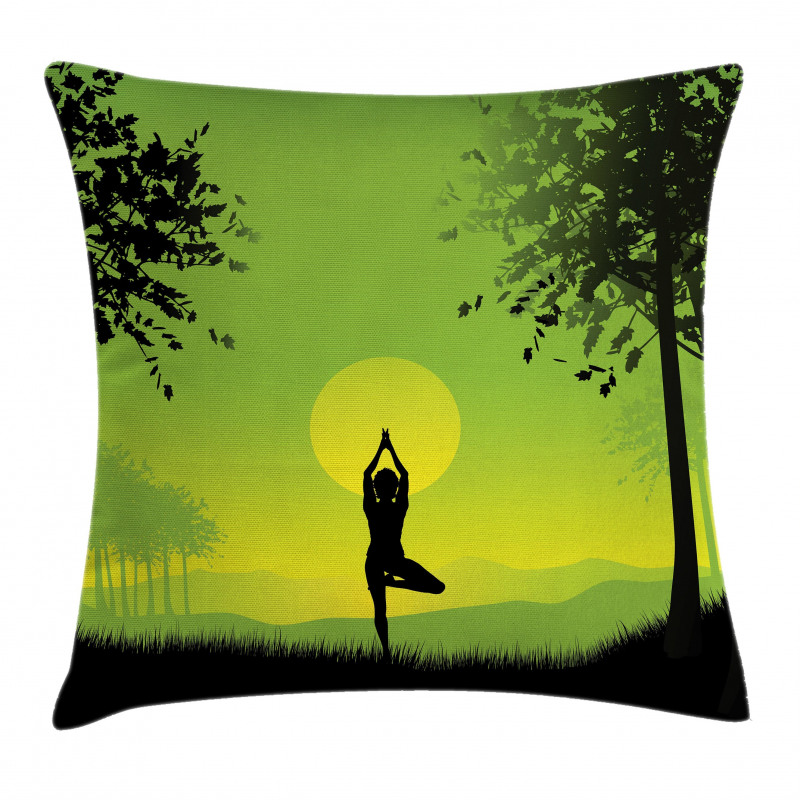 Sunset Sky in Forest Pillow Cover