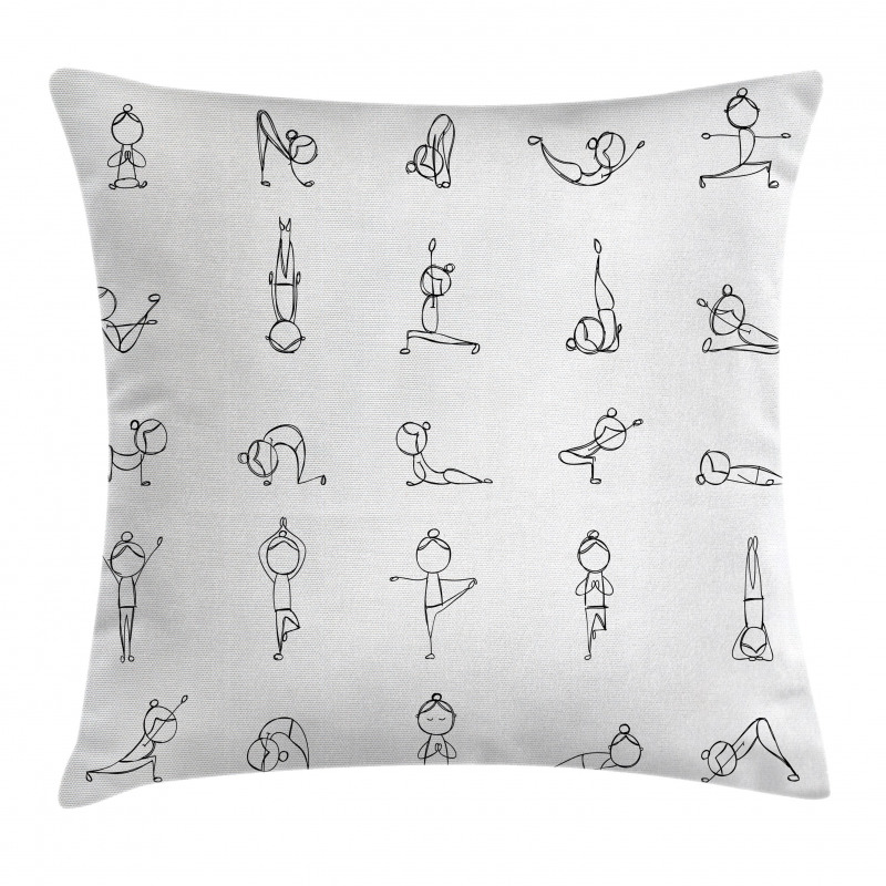Stickman Yoga Moves Pillow Cover