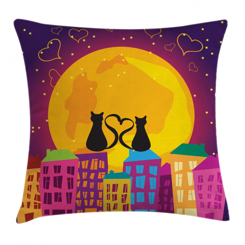 Cats on the Roof Heart Pillow Cover