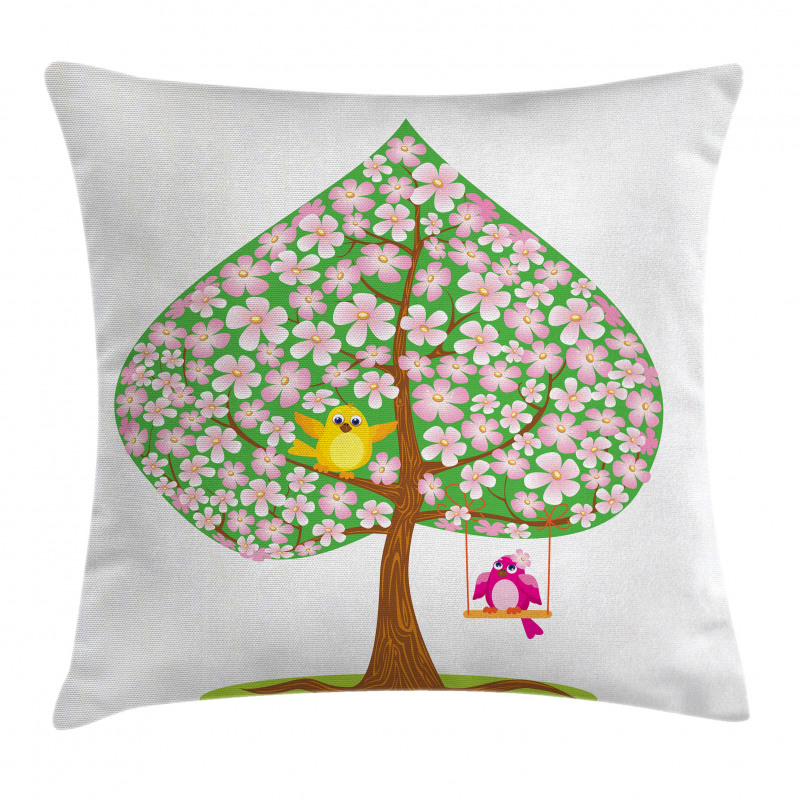 Heart Shape Tree Blossom Pillow Cover