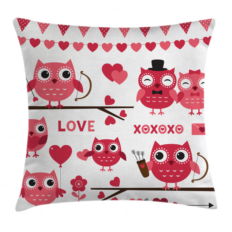 Romantic Owls Arrows Pillow Cover